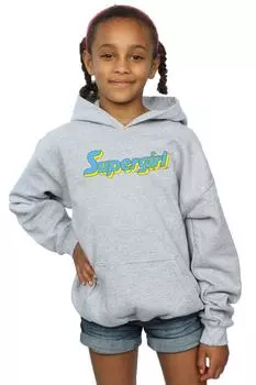 Толстовка с текстовым логотипом Supergirl DC Comics, серый