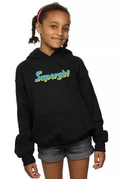 Толстовка с текстовым логотипом Supergirl DC Comics, черный