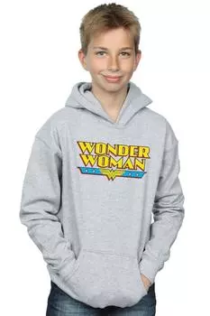 Толстовка с текстовым логотипом Wonder Woman DC Comics, серый