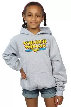 Толстовка с текстовым логотипом Wonder Woman DC Comics, серый