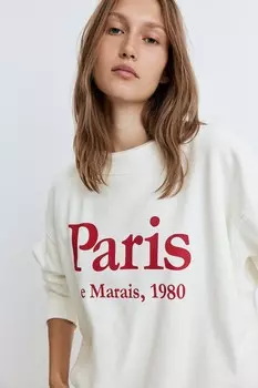 Толстовка с текстовым мотивом H&M, белый