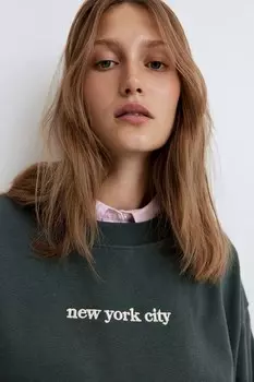 Толстовка с текстовым мотивом H&M, зеленый