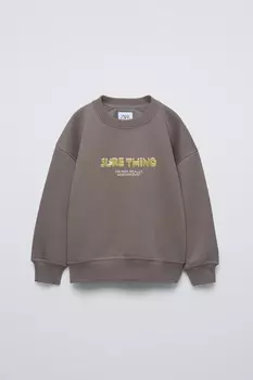 Толстовка с текстовым принтом ZARA, ириска