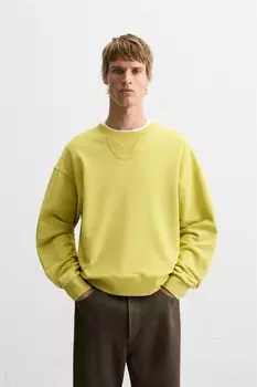 Толстовка с текстовыми нашивками ZARA, лайм