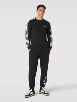 Толстовка с типичными для этикетки галунными полосками ADIDAS SPORTSWEAR, черный