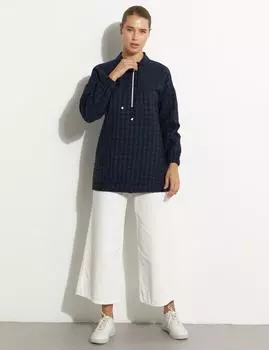 Толстовка с тиснением на половинной молнии Темно-синий Kayra