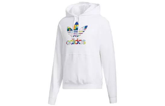 Толстовка с трилистником мужская белая Adidas Originals, белый