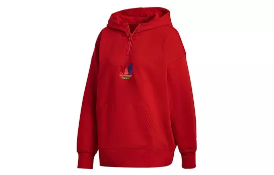 Толстовка с трилистником женская красная Adidas Originals, красный
