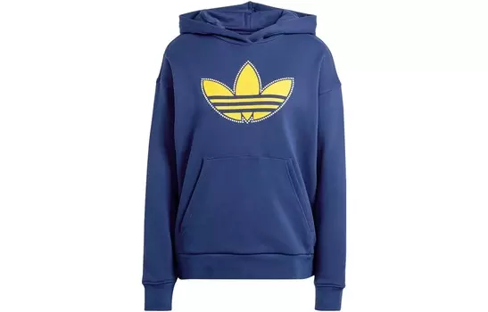 Толстовка с трилистником женская темно-синяя Adidas Originals