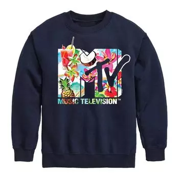 Толстовка с тропическим рисунком и логотипом MTV для мальчиков 8–20 лет Licensed Character, синий