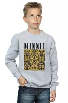 Толстовка с узором Минни Маус в стиле барокко Disney, серый