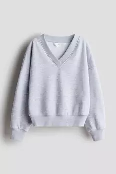 Толстовка с V-образным вырезом H&M, серый