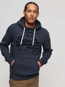 Толстовка с винтажным логотипом Superdry, ярко-синий меланж