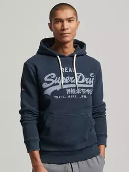 Толстовка с винтажным логотипом Superdry, затмение темно-синий