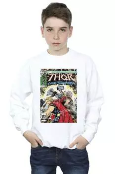 Толстовка с винтажным плакатом Thor Love And Thunder Marvel, белый