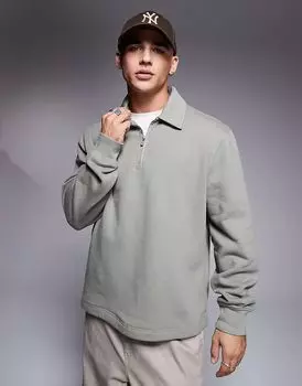 Толстовка с воротником-молнией на четверть длины, цвет светлый хаки River Island