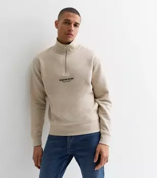 Толстовка с воротником на молнии и логотипом Jack & Jones Stone Original Studios Jack & Jones, светло-серый