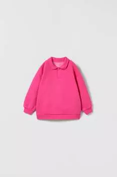 Толстовка с воротником поло ZARA, фуксия