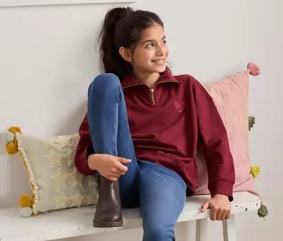 Толстовка с воротником-тройером Tchibo, красно-коричневый