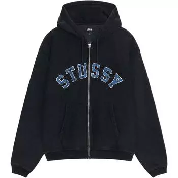 Толстовка с выцветшей графикой на молнии Stussy, синий