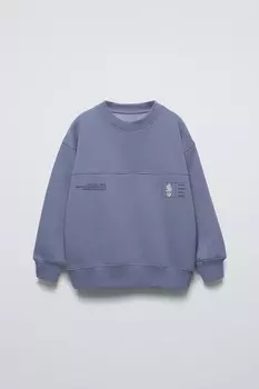 Толстовка с вырезным принтом ZARA, средний-синий