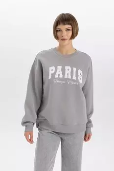 Толстовка с вышитой надписью Defacto, белый