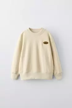 Толстовка с вышитой нашивкой ZARA, экрю
