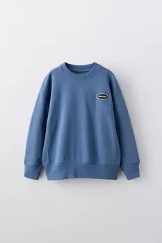 Толстовка с вышитой нашивкой ZARA, синий