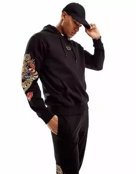 Толстовка с вышитым изображением дракона Criminal Damage черного цвета