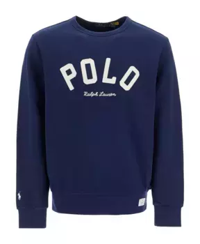 Толстовка с вышитым круглым вырезом и нашивкой логотипом Polo Ralph Lauren, синий