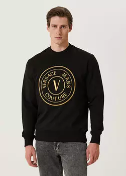 Толстовка с вышитым логотипом черного золота Versace Jeans Couture