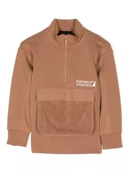 Толстовка с вышитым логотипом Emporio Armani Kids, коричневый