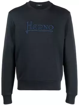 Толстовка с вышитым логотипом Herno, синий