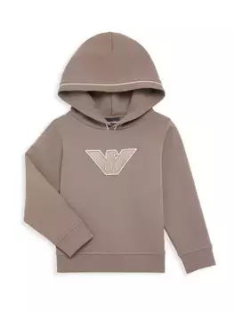 Толстовка с вышитым логотипом Little Boy's & Boy's Emporio Armani, цвет mud