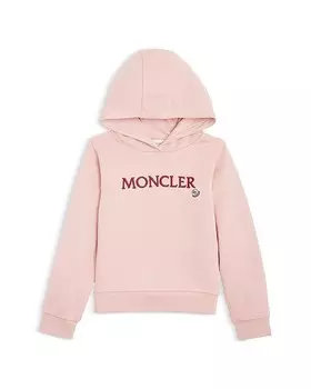 Толстовка с вышитым логотипом Moncler для девочек - Big Kid, розовый