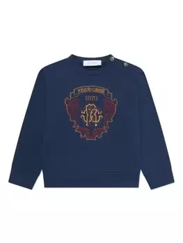 Толстовка с вышитым логотипом Roberto Cavalli Junior, синий