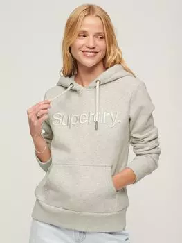 Толстовка с вышитым логотипом в тон Superdry, ледниковый серый мергель