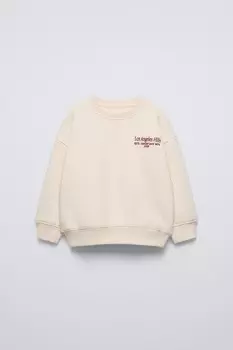 Толстовка с вышитым лозунгом ZARA, экрю
