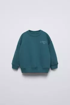 Толстовка с вышитым лозунгом ZARA, голубоватый