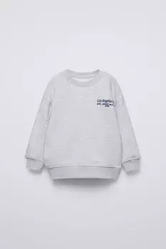 Толстовка с вышитым лозунгом ZARA, серый мергель