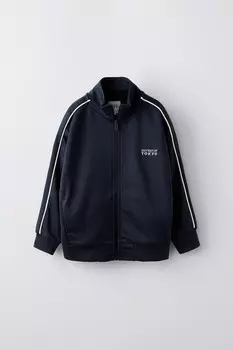Толстовка с вышитым лозунгом ZARA, синий