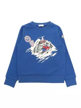 Толстовка с вышитым принтом Moncler Enfant, синий