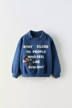 Толстовка с вышитым слоганом минни маус disney ZARA, синий