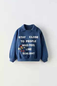 Толстовка с вышитым слоганом минни маус disney ZARA, синий