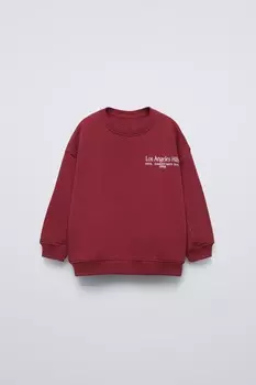 Толстовка с вышитым текстом ZARA, бордовый