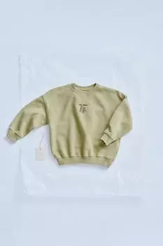 Толстовка с вышитыми деталями ZARA, зеленый