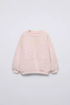 Толстовка с вышитыми нашивками ZARA, средний экрю