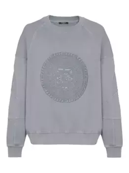 Толстовка с вышивкой BALMAIN, серый