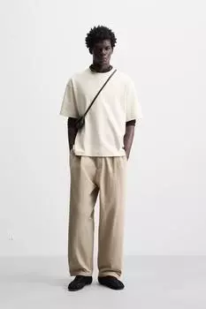 Толстовка с вышивкой из интерлока ZARA, устрично-белый