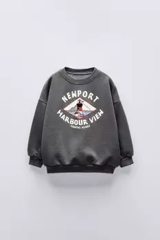 Толстовка с вышивкой «маяк» ZARA, средне-серый